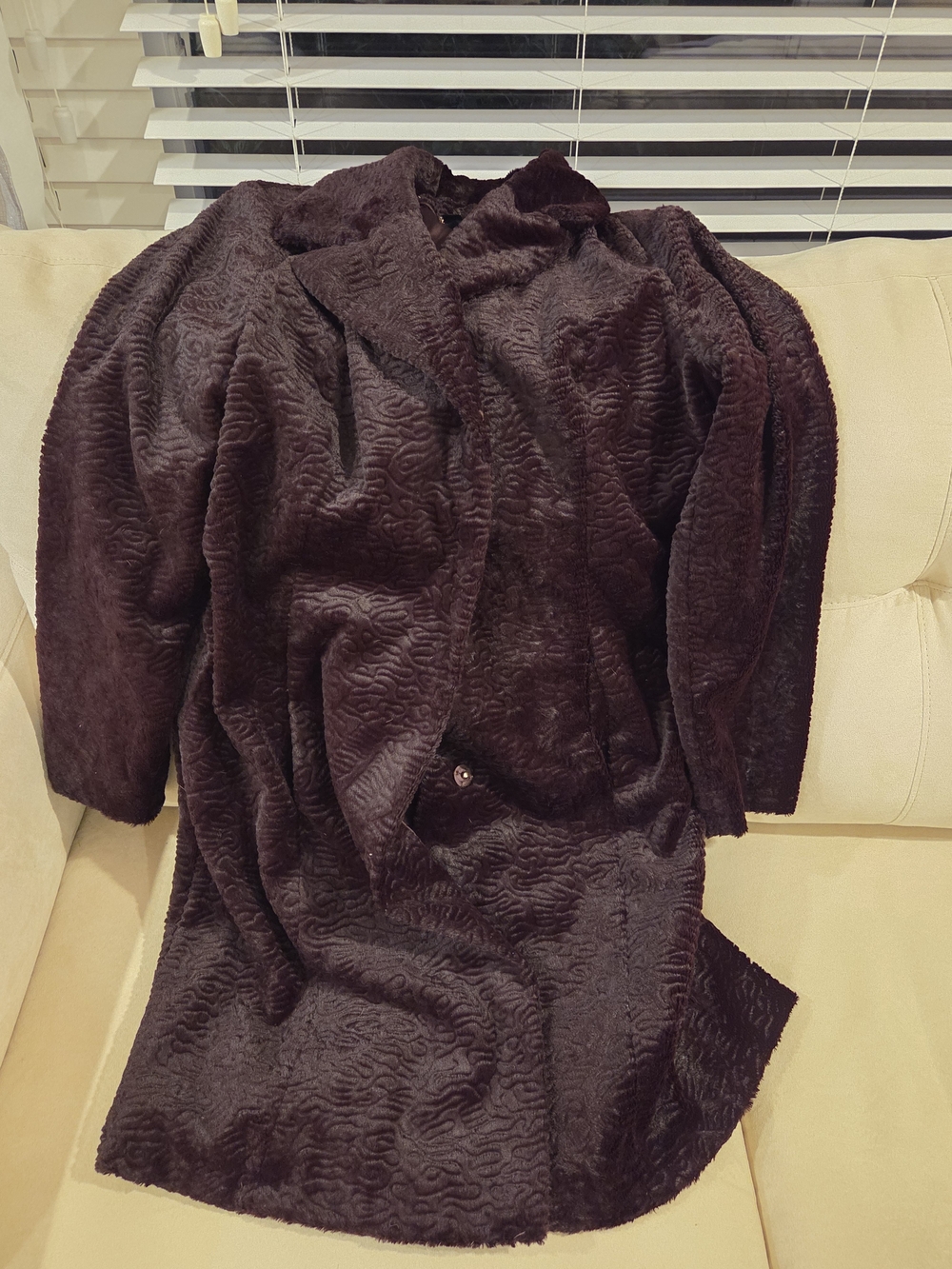 Isaac Mizrahi Plush Faux Fur Pea Coat - Deep Brown